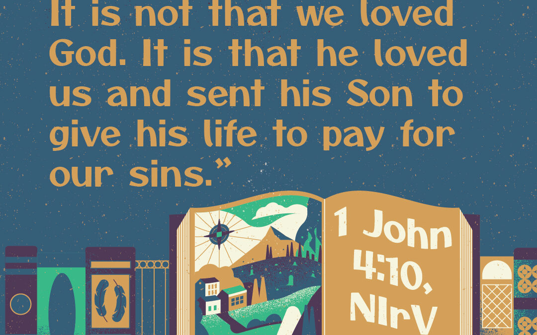 book illustration opened to 1 John 4:10